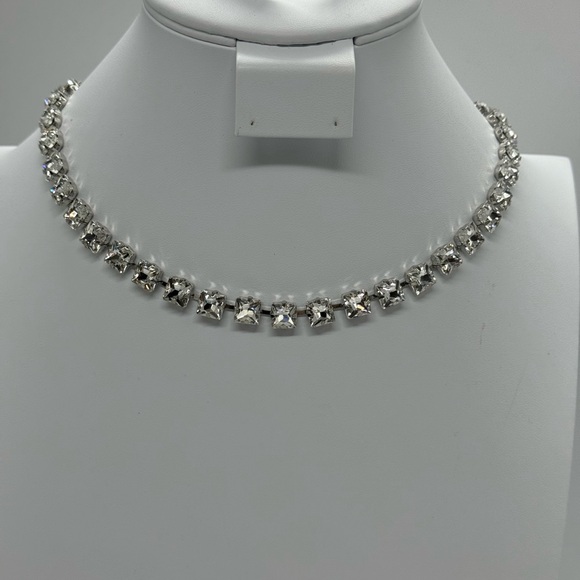 Express Large Rhinestone Crystal Silver Tone Necklace - Picture 6 of 8